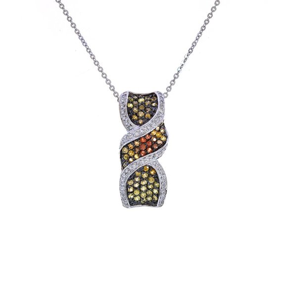 0.75 Ct.tw Multi-Color Topaz And 0.30 Ct. tw. Diamond Pendant 14K Gold - Picture 1 of 5